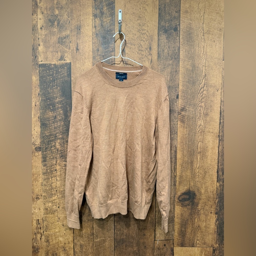 Kit and Ace mens brown merino wool long sleeve shirt large EUC